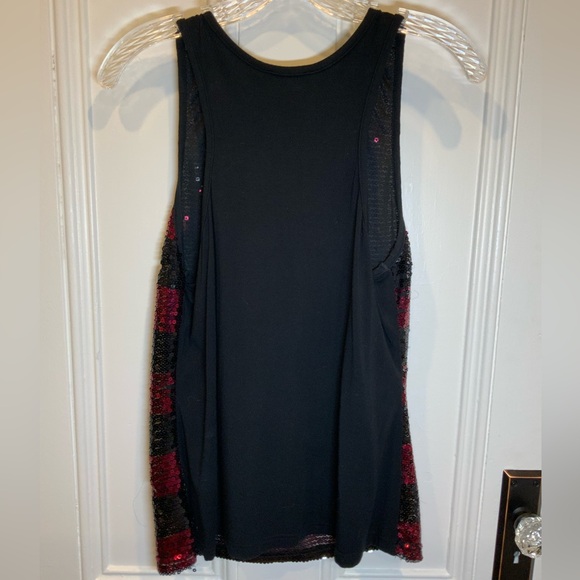 21 Red and Black Striped Sequins Tank Top - Size L - Picture 2 of 3